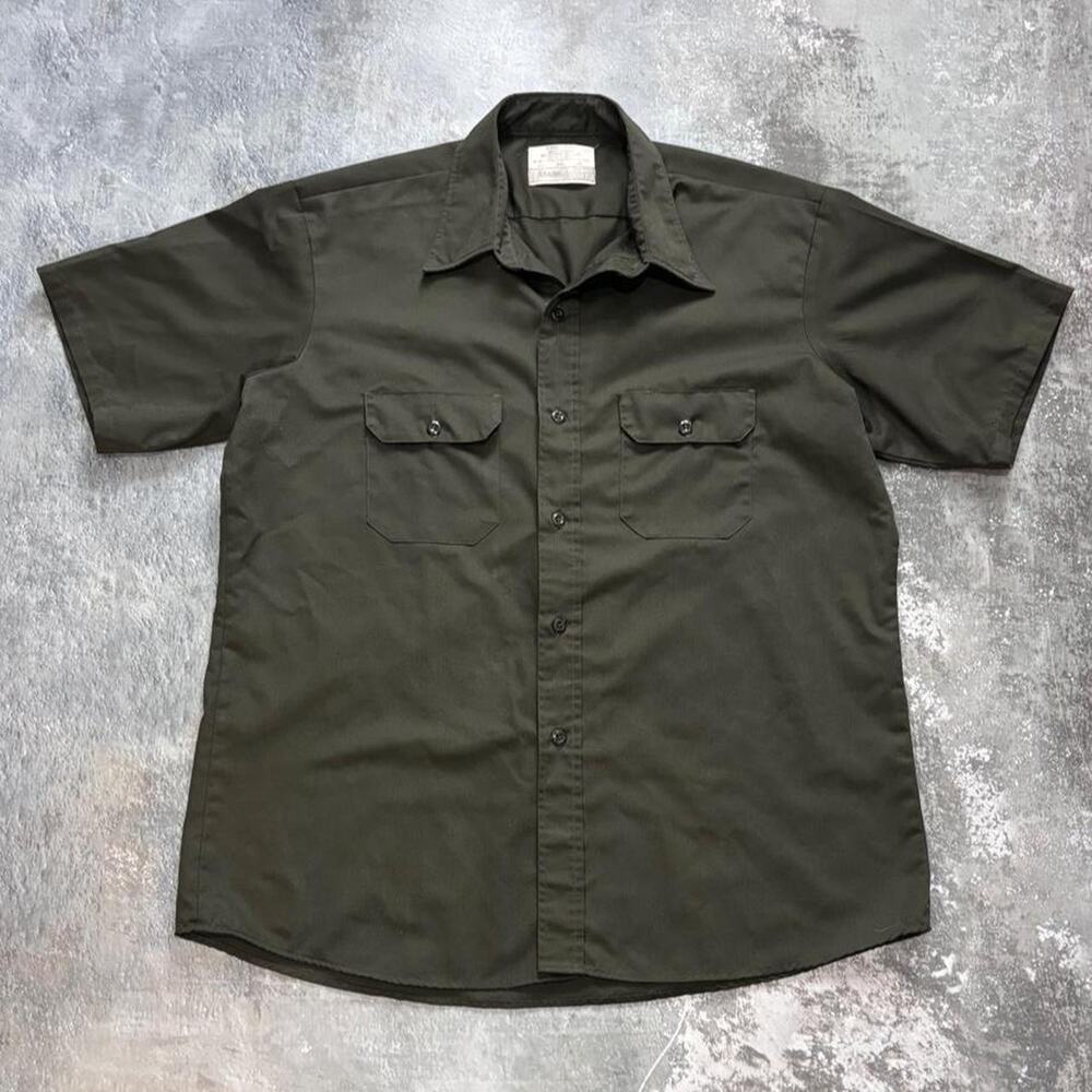 Vintage 70s Khaki Green Sears Work Shirt Size XL